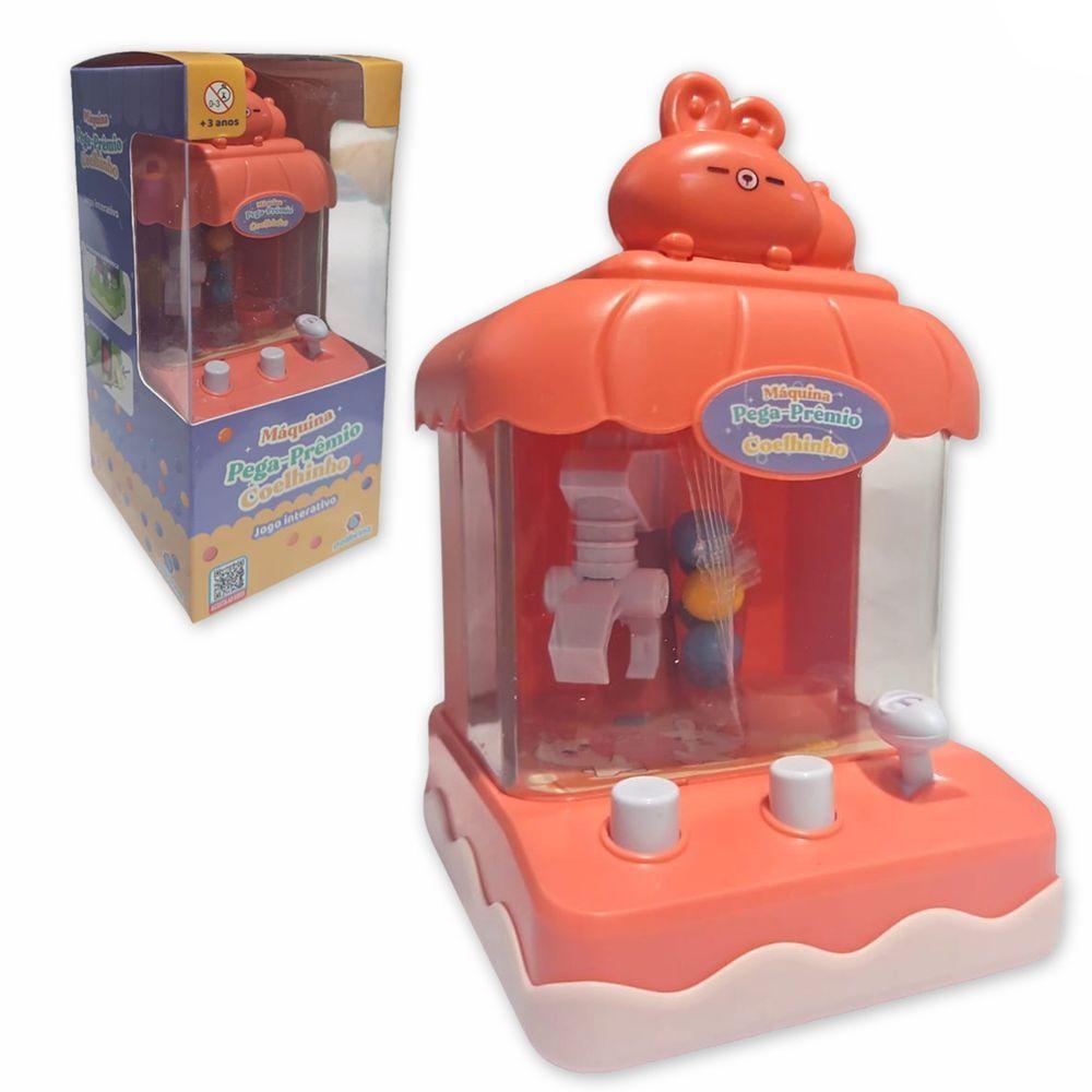 Miniatura Mini Máquina De Bola Pega Premio Jogo Com Garra Divertido Coelho Rosa