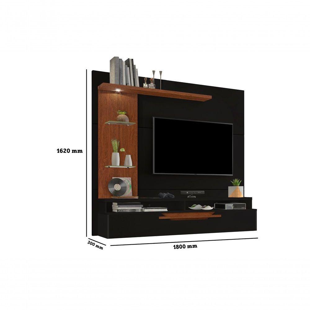 Miniatura Painel Tv Zeus Carmolar Para Tv Ate 60 C/ldes Cor:preto/canela
