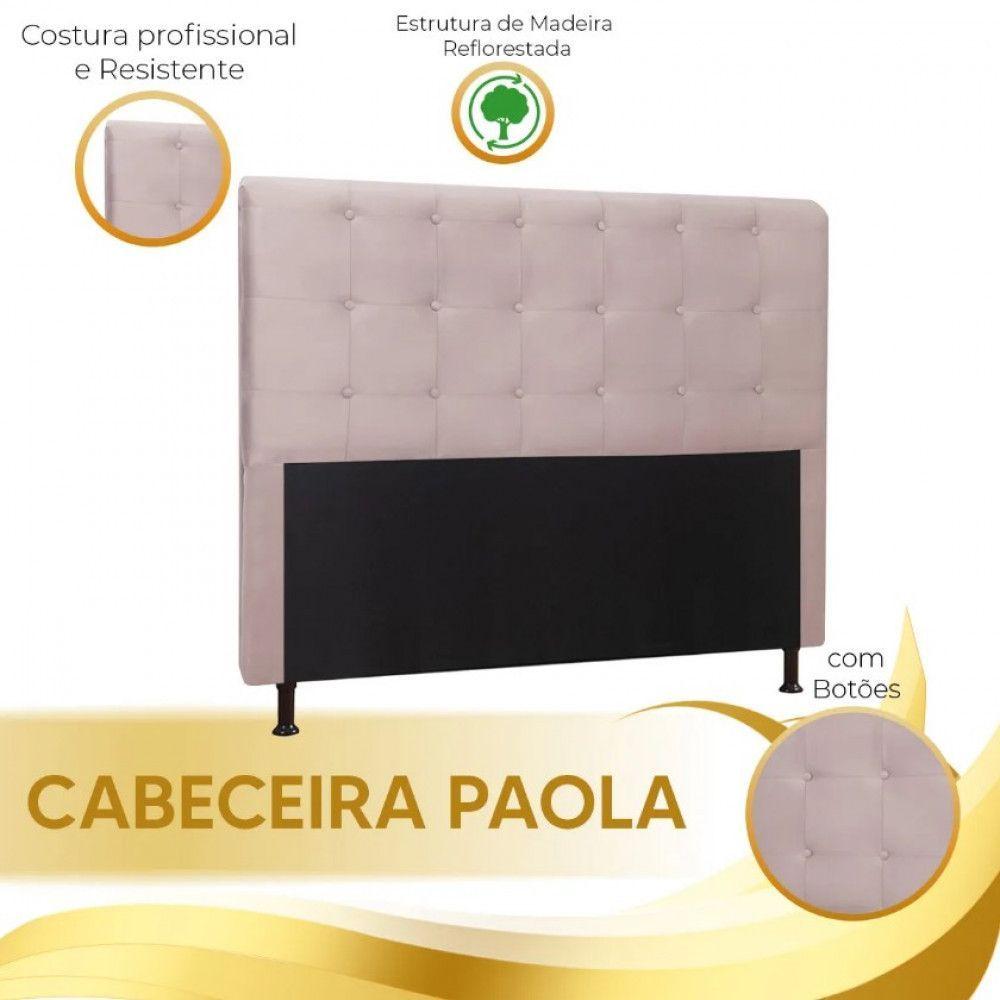Miniatura Cabeceira Cama Box Quarto King Size Paola 195 Cm Veludo Speciale Home Rose