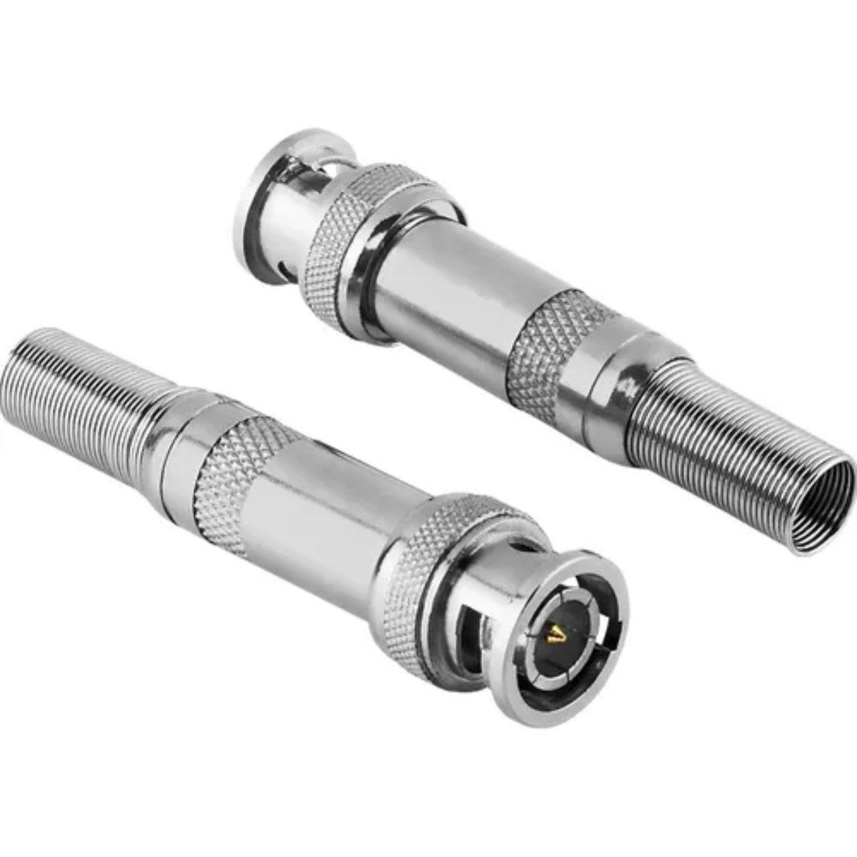 Miniatura Conector Bnc Macho Com Mola P/Cabo 4Mm Cftv, S30Pb, Aço Inox