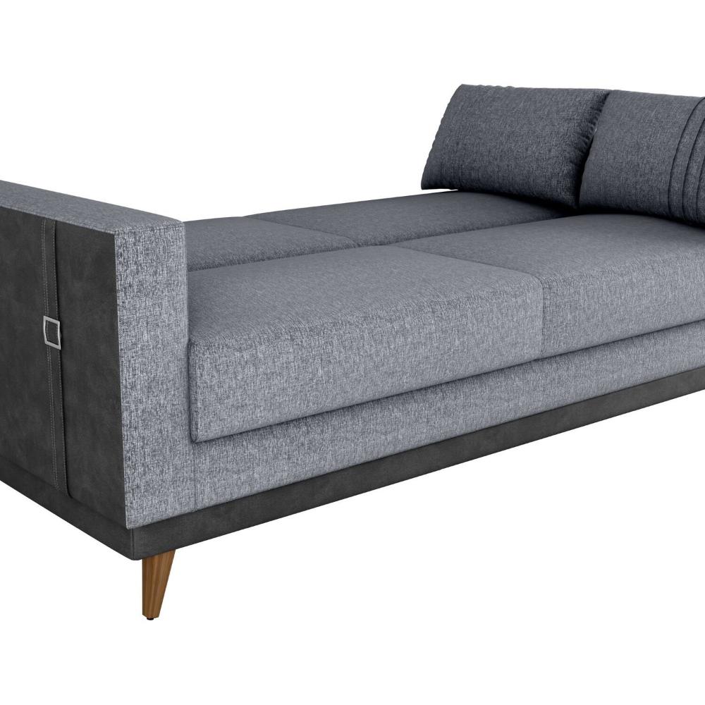 Sofá Cama 3 Lugares Esther 203cm X 95cm X 90cm Cinza/Montana Preto