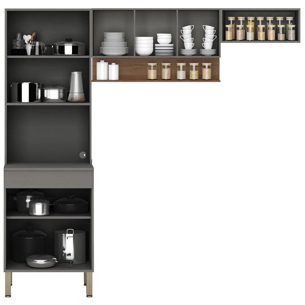 Miniatura Armário De Cozinha Modulada 3 Peças Lina01 K02 Gris/freijó - Mpozenato