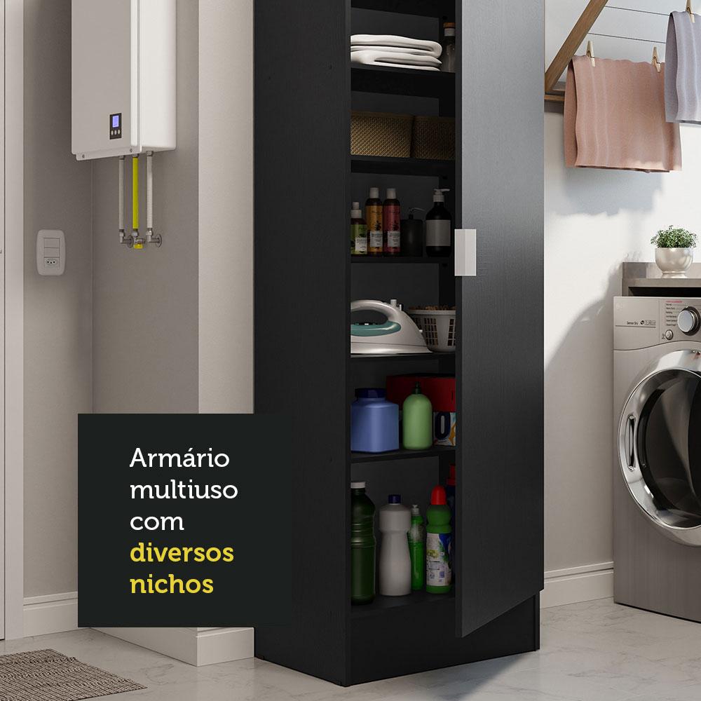 Armário Multiuso 60 cm 1 porta Preto Madesa Preto