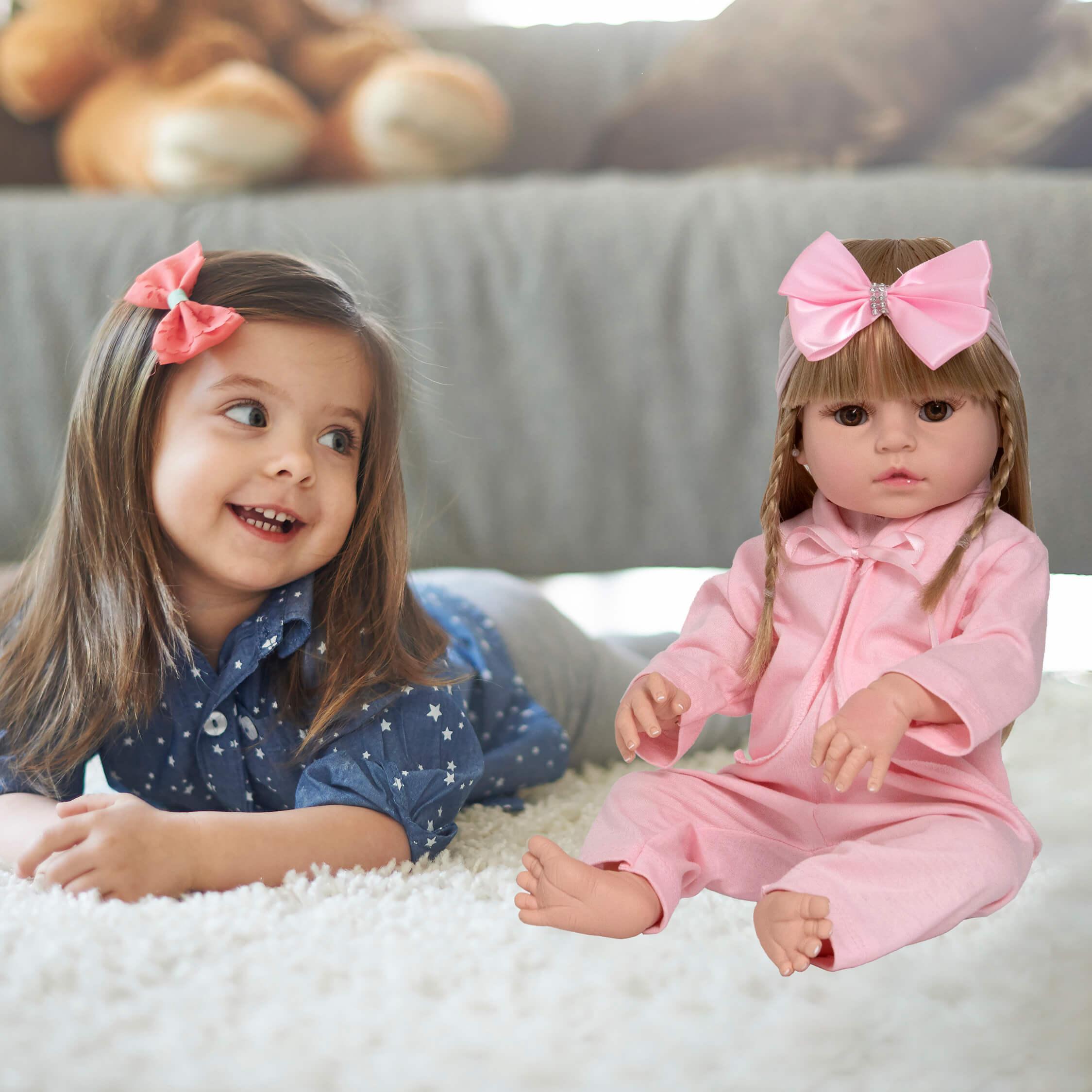 Boneca Bebê Reborn Menina Loira Princesa Realista + 20 Itens