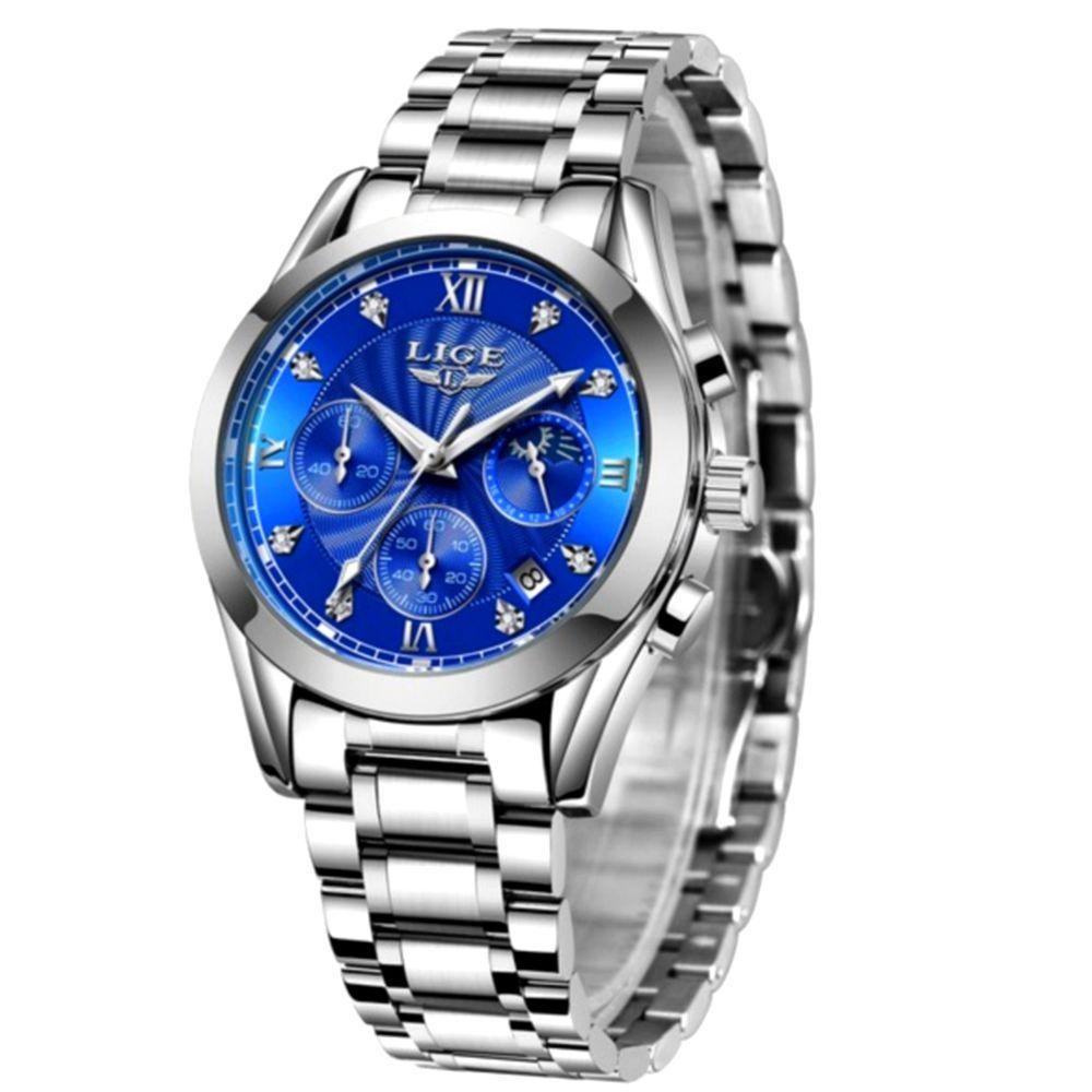 Miniatura Relógio Feminino Analogico De Quartzo Pulseira Em Aço Casual
