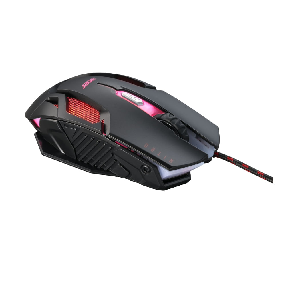 Miniatura Mouse Gamer Óptico Acer Nitro NMW200 Gen 2LED Retroiluminado em 7 cores 6 botões 7200 DPI 125 MHz USB