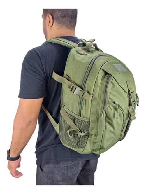 Miniatura Bolsa Mochila Resistente Trava No Peito Cor Verde 40L Viajem