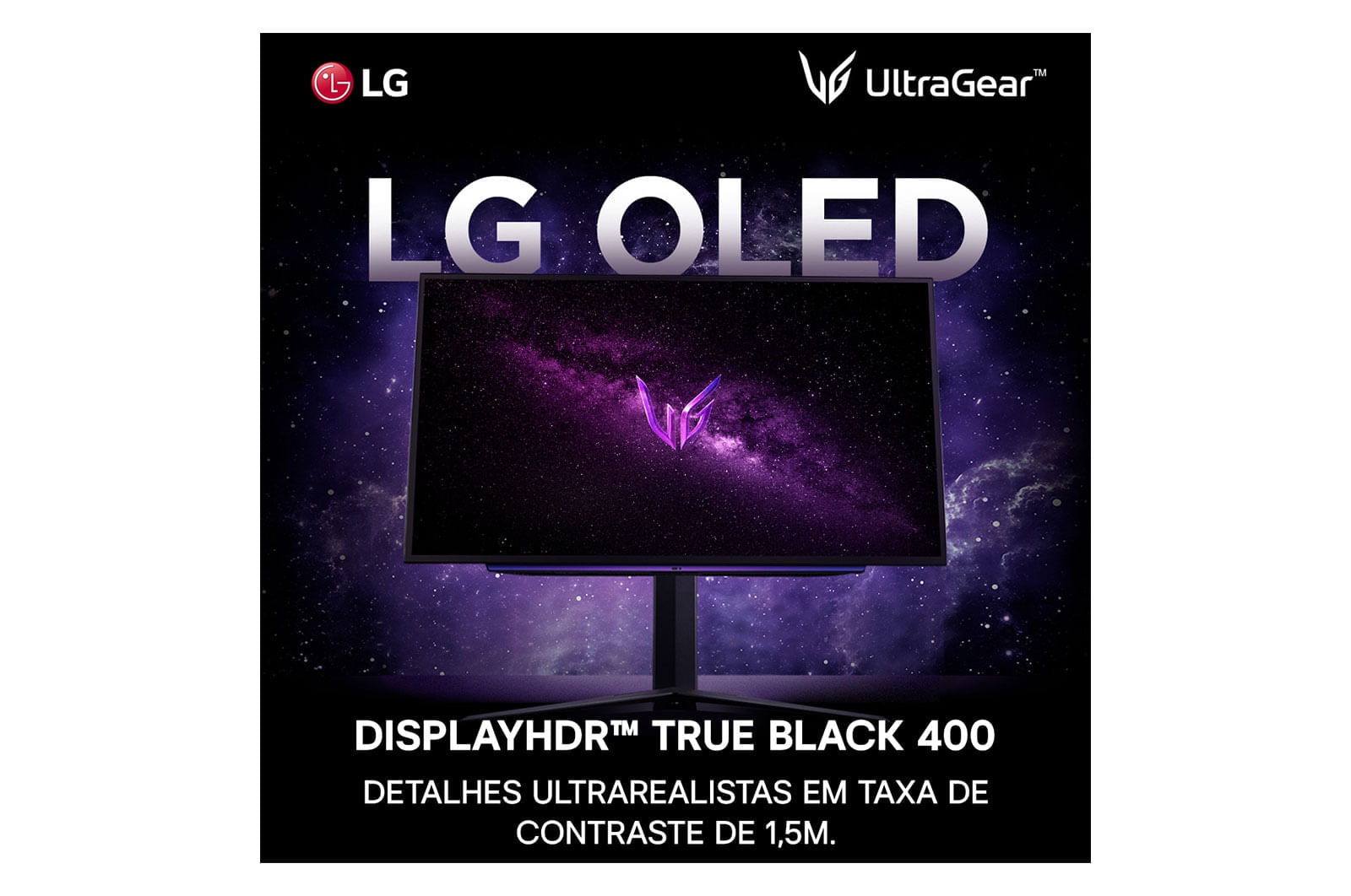 Miniatura Monitor Gamer LG UltraGear OLED – Tela OLED 27”, QHD, HDR400, True black, 1.5M:1, 240Hz, 0,03ms (GtG), NVIDIA® G-SYNC® – 27GS95QE-B