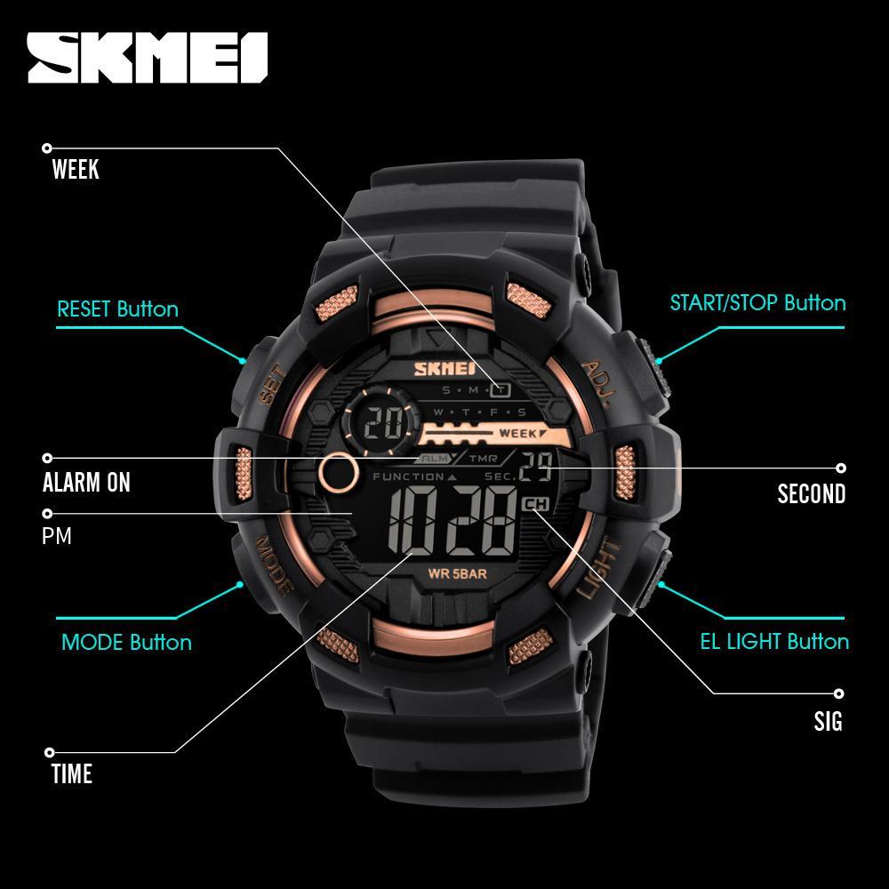 Miniatura Relógio Masculino Skmei 1243 Esportivo Digital Preto