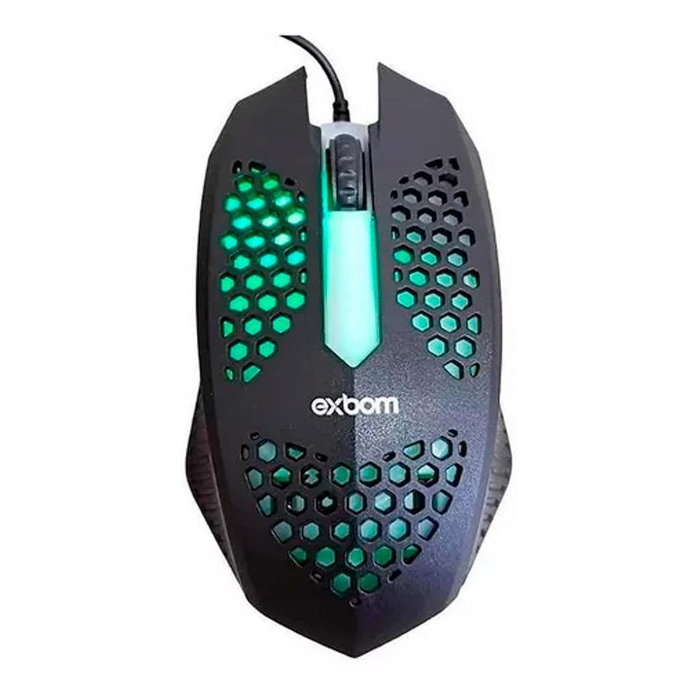 Miniatura Mouse Óptico Usb Rgb Ms-C33 Preto 1200 Dpi Exbom