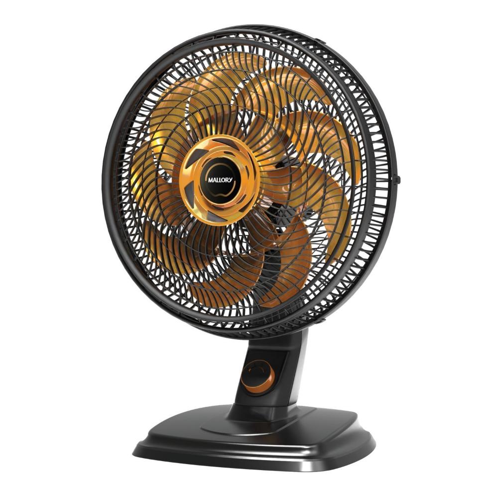 Miniatura Ventilador de Mesa 40cm Mallory Egeo Pr-dr 127v Preto/Dourado
