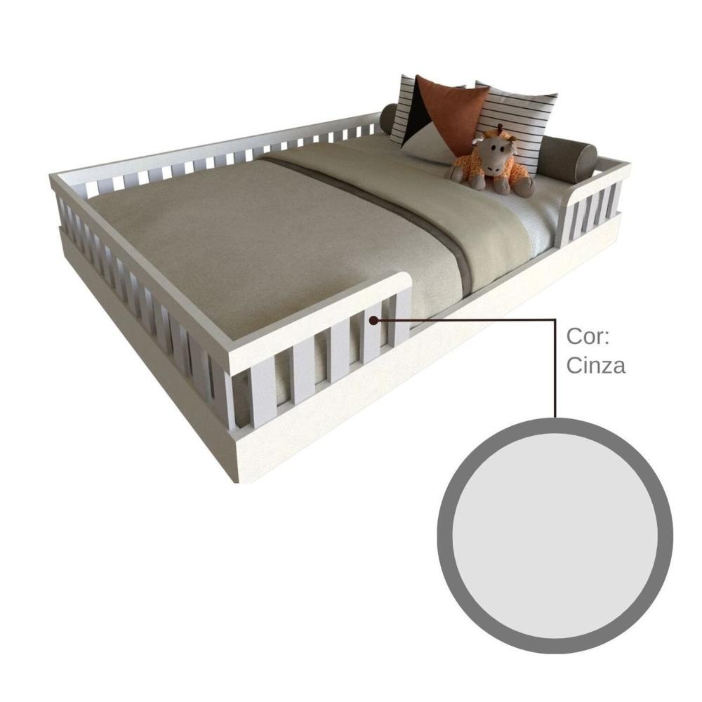 Miniatura Cama Infantil Montessoriana Casal Sol Yescasa Branco/Cinza Cristal