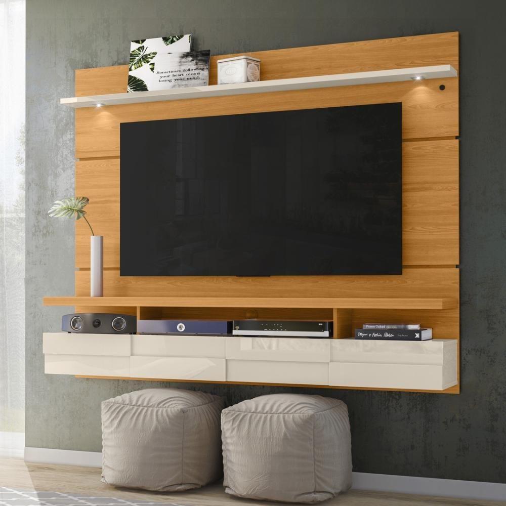 Miniatura Painel Bancada Suspensa Com Led Tvs Até 60 Polegadas Lana 1.8 - Cinamomo Off White