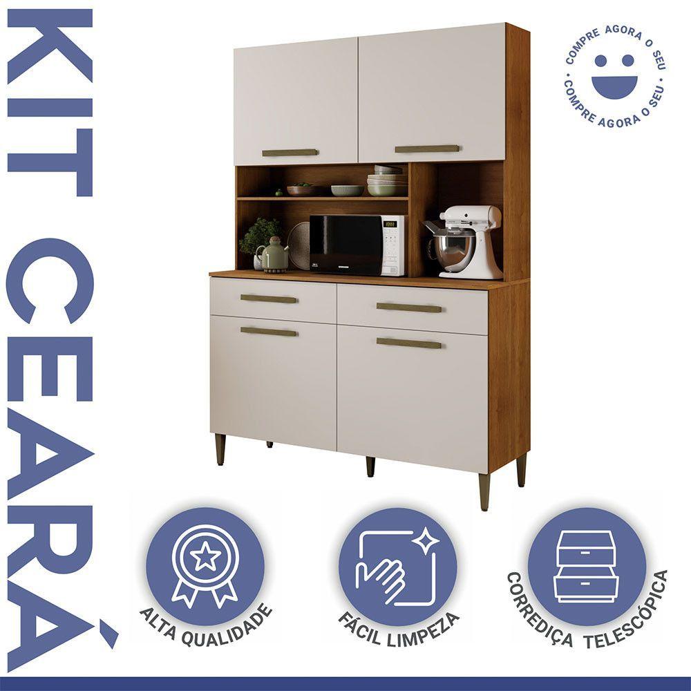 Miniatura Armário Ceará 4 Portas 2 Gavetas Em Mdp Kaiki Móveis Naturalle Com Off White