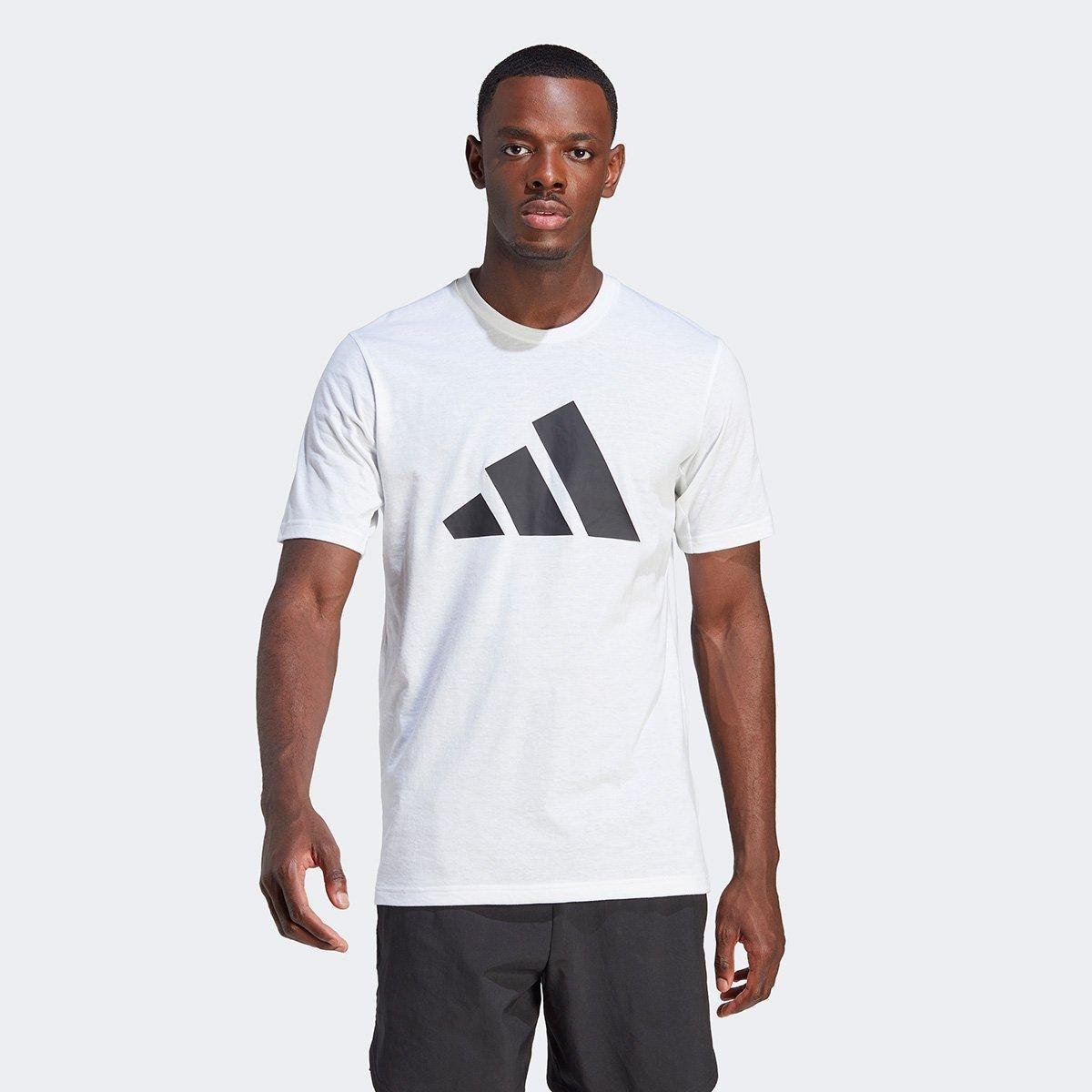 Miniatura Camiseta Adidas Training Essentials Logo Masculina Branco+Preto - G