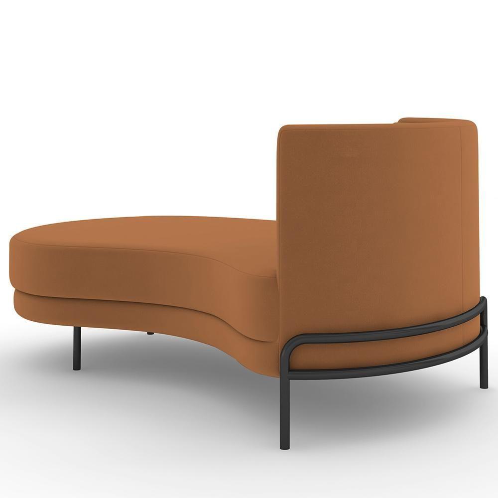 Miniatura Sofá Chaise Longue Living Lucca Esquerdo D02 Veludo Terracota C-262