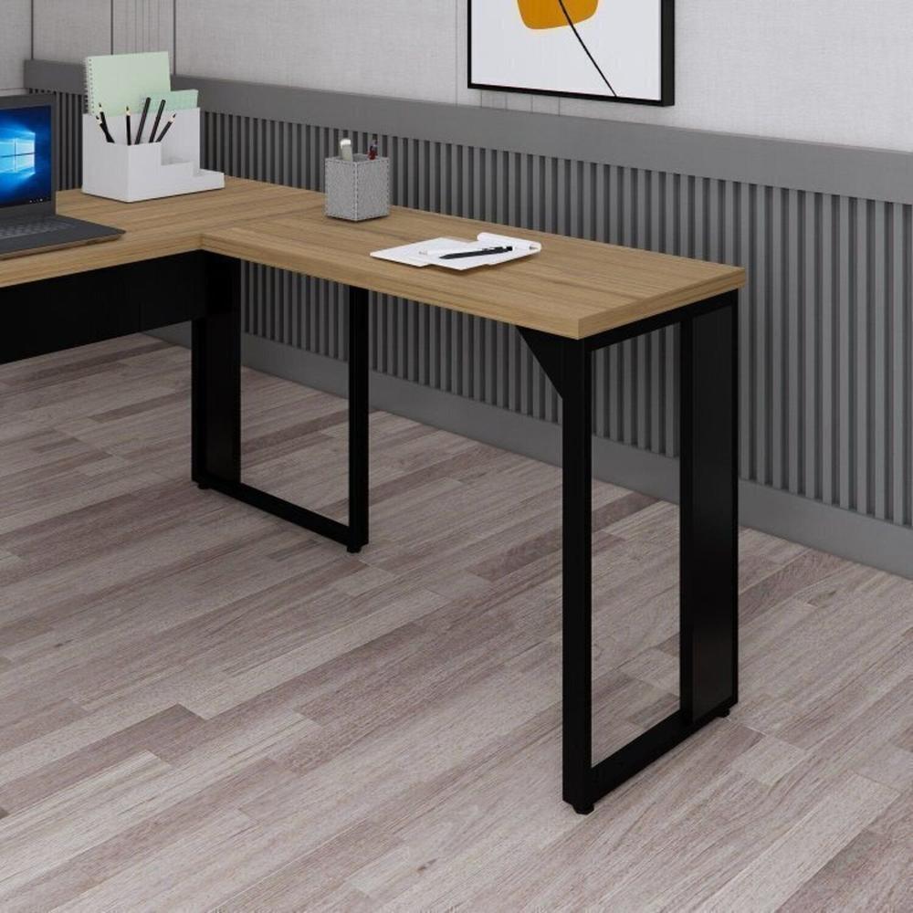 Mesa para Escritório Diretor em L 120x150cm Marrom/Preto