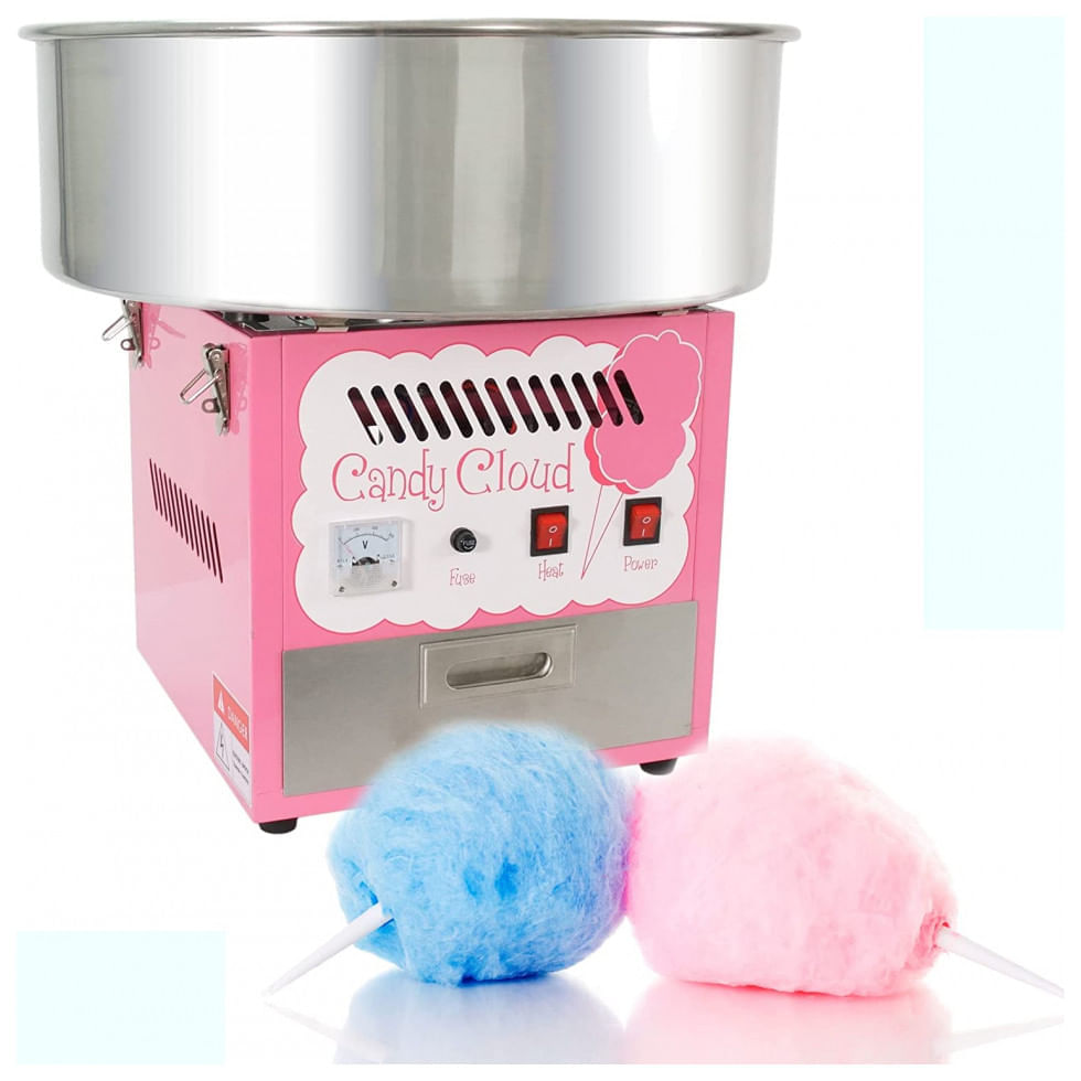 Miniatura Máquina de Algodão Doce Elétrica Profissional em Aço Inoxidável, 110V, Funtime FT1000CCP, Rosa