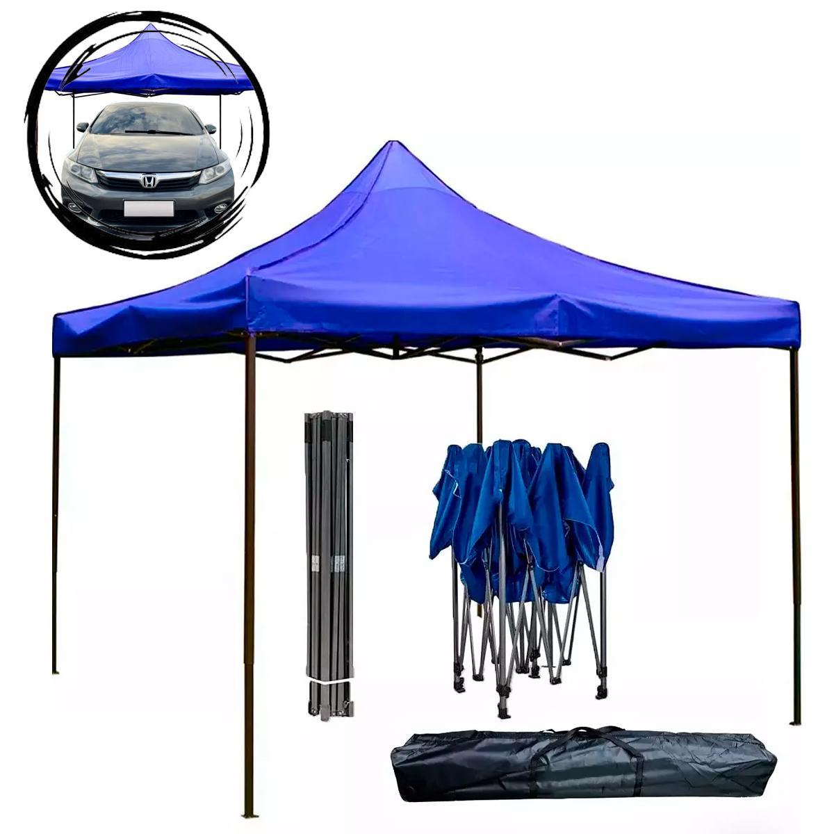 Miniatura Tenda De Praia 3X3 Sanfonada Impermeável Barraca Azul
