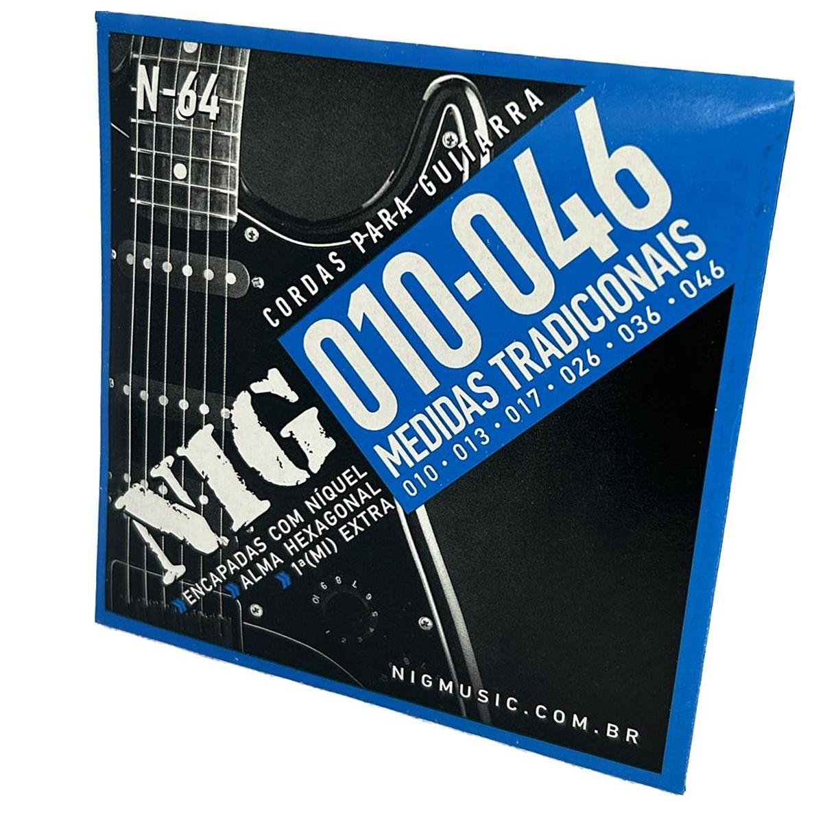 Miniatura Encordoamento 010 Guitarra Tensão Light Nig N64 + Corda E