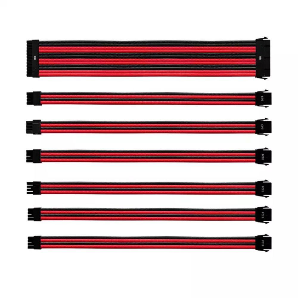 Miniatura Kit De Cabo Extensor Sleeved Para Fonte Cooler Master Vermelho/preto Rdbk Gl Pvc 30 Cm 7 Cabos - Cma