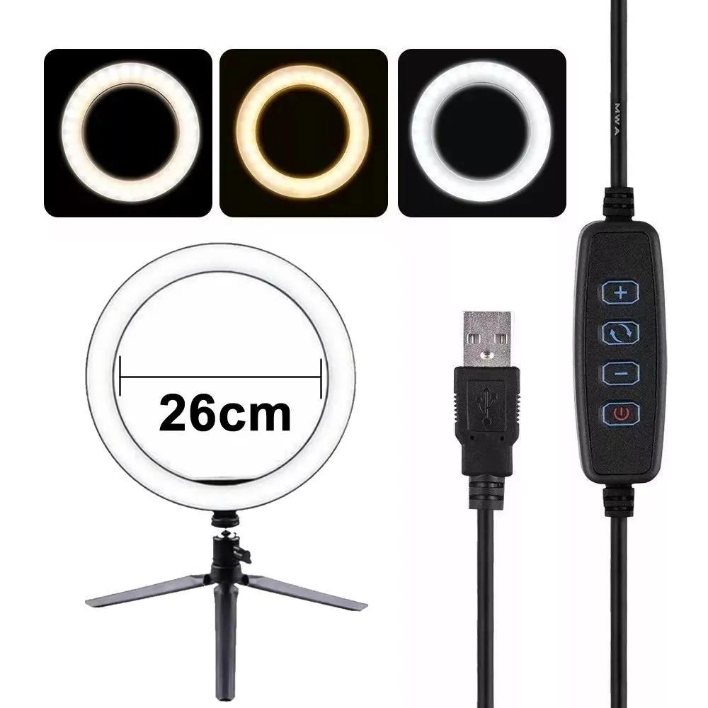 Miniatura Hing Light Led 26Cm Tripé 2M Iluminador Luz Iluminação