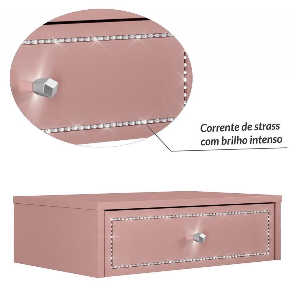 Miniatura Penteadeira de Cabeceira Suspensa 1 Gaveta Rose