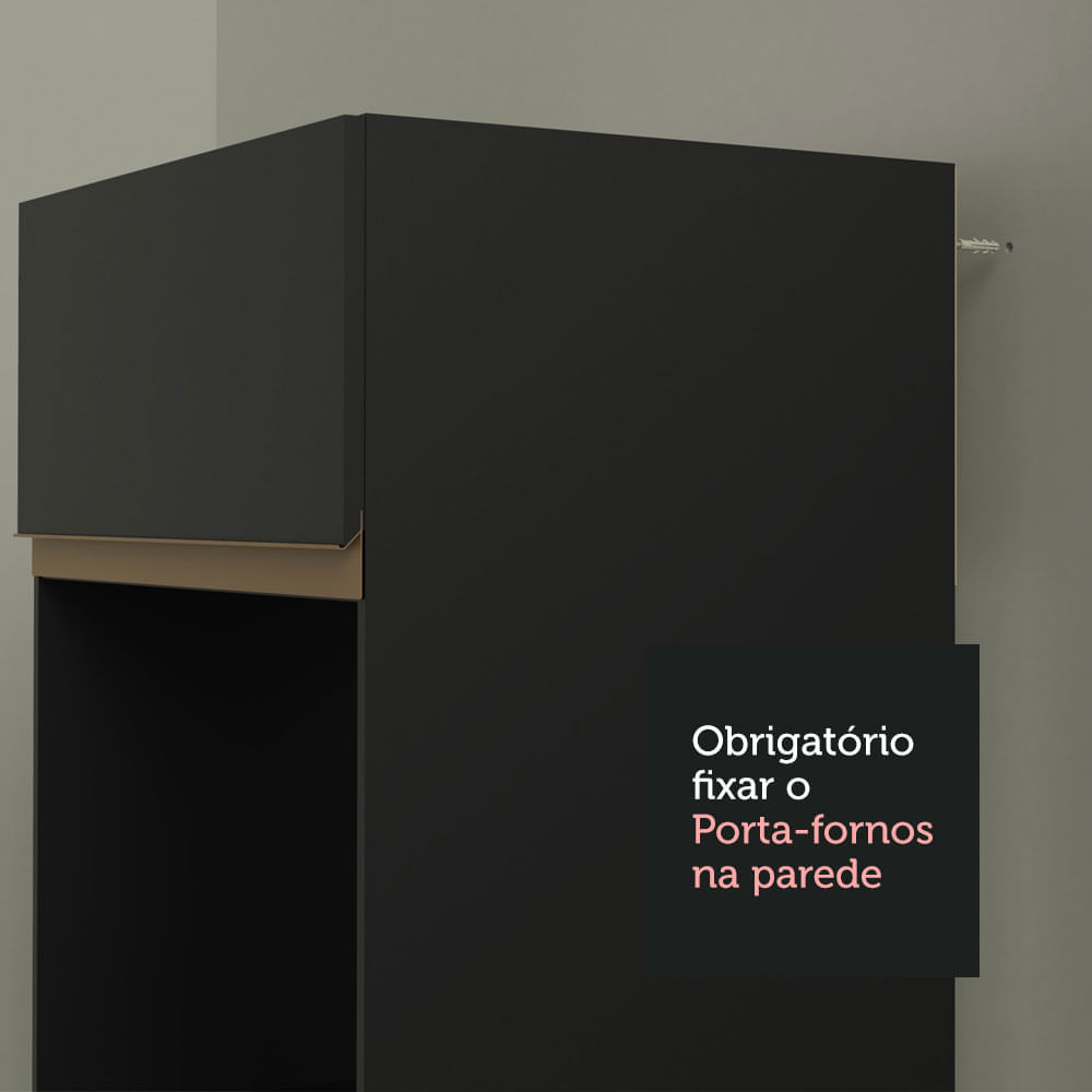 Cozinha Completa de Canto Madesa Reims 462001 com Armário e Balcão Preto Cor:Preto