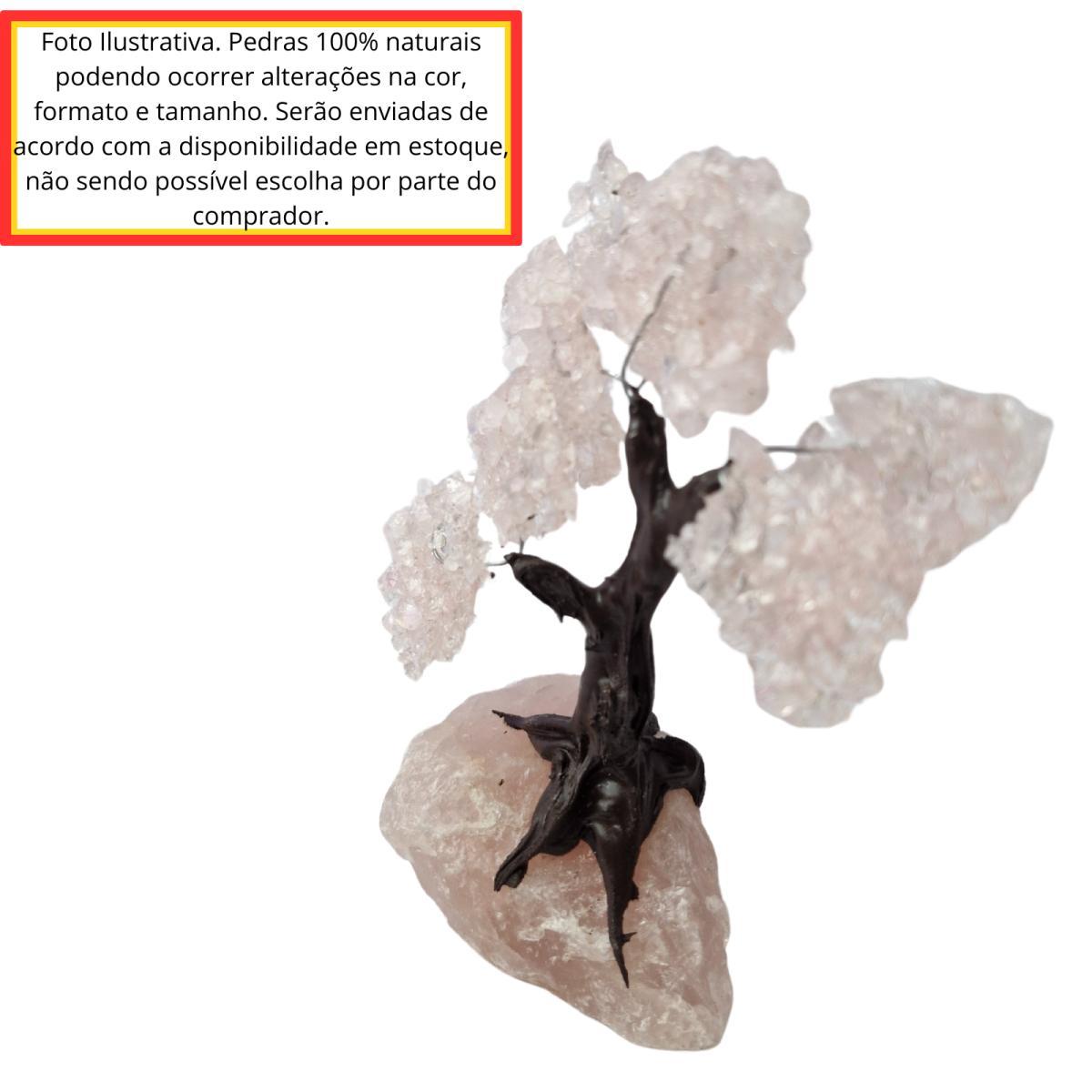 Miniatura Árvore De Pedra Natural Quartzo Rosa Cascalho