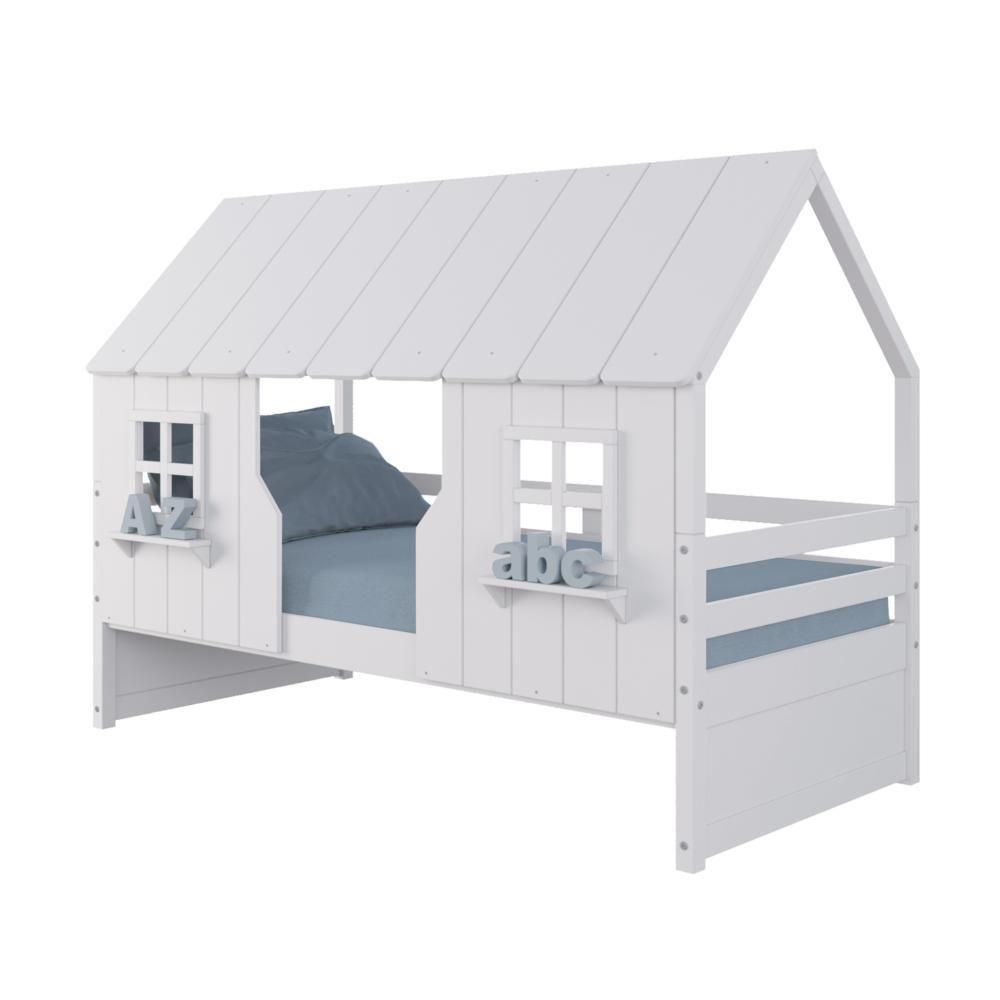 Miniatura Cama Casinha Encantada Madeira Maciça Branco Housin