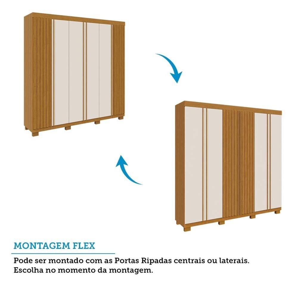 Miniatura Guarda-roupa Casal 230,10cm 6 Portas Ripado 6 Gavetas 100% Mdf Magnólia Cinamomo/Off White