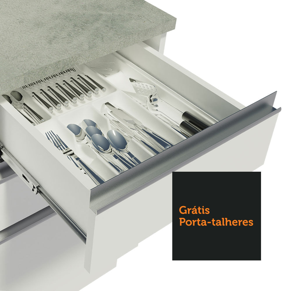 Miniatura Cozinha Completa de Canto Madesa Glamy 504001 com Armário e Bancada (Sem Tampo e Pia) Branco Cor:Branco