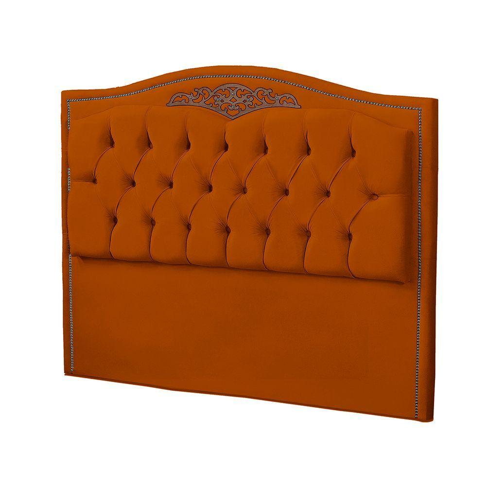 Miniatura Cabeceira Casal Queen Size Estofada Para Cama Box Maitê Veludo Cor Terracota