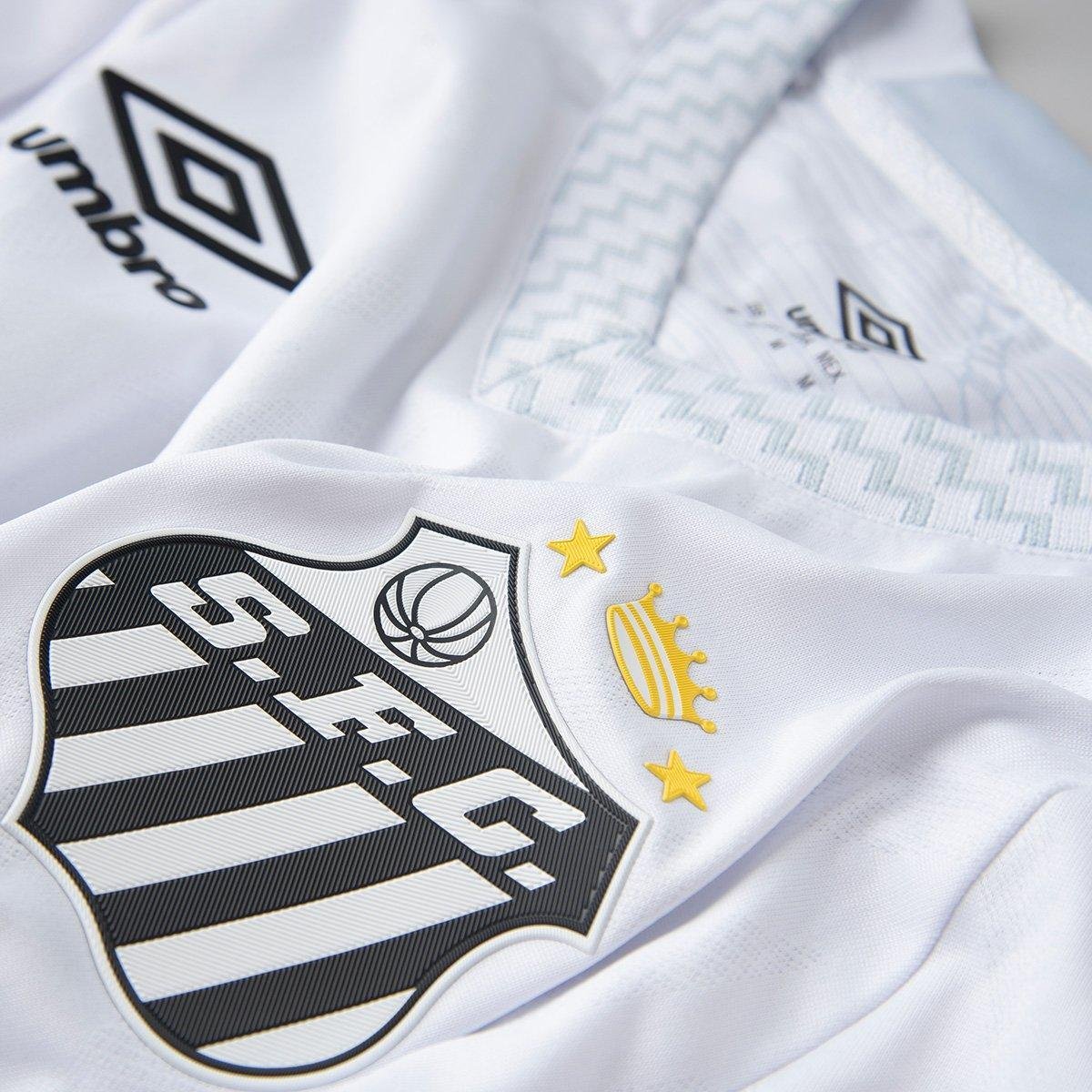 Miniatura Camisa Santos I 25/26 Neymar N° 10 Jogador Umbro Masculina Branco+Cinza - EGG