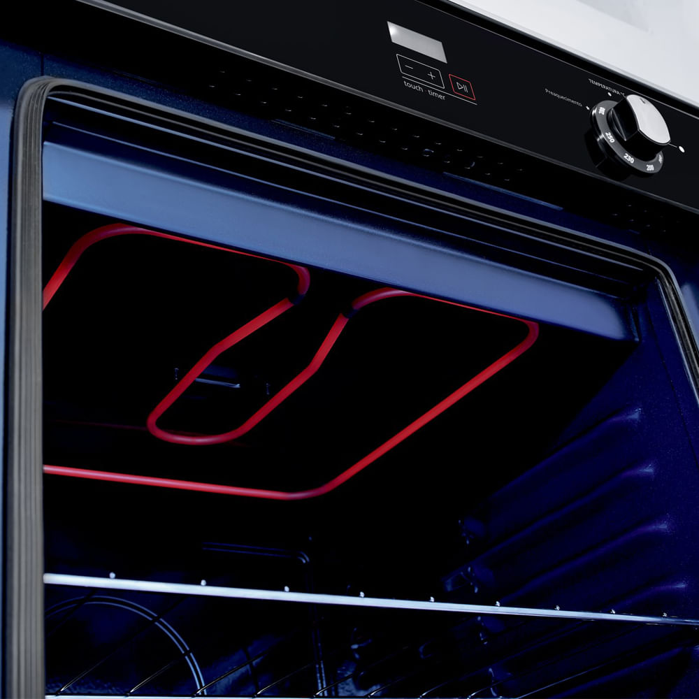 Forno de embutir a gás Brastemp 78 litros Preto com grill e timer touch 220V