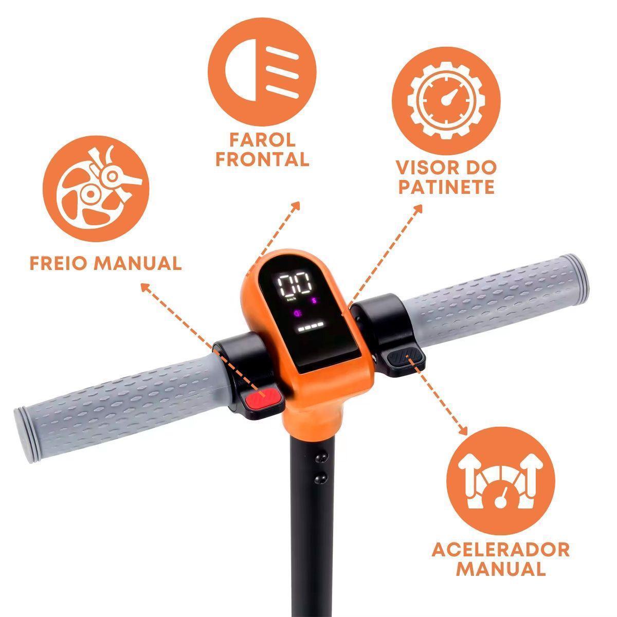 Miniatura Patinete Elétrico Infantil Portátil Bluetooth Led Laranja