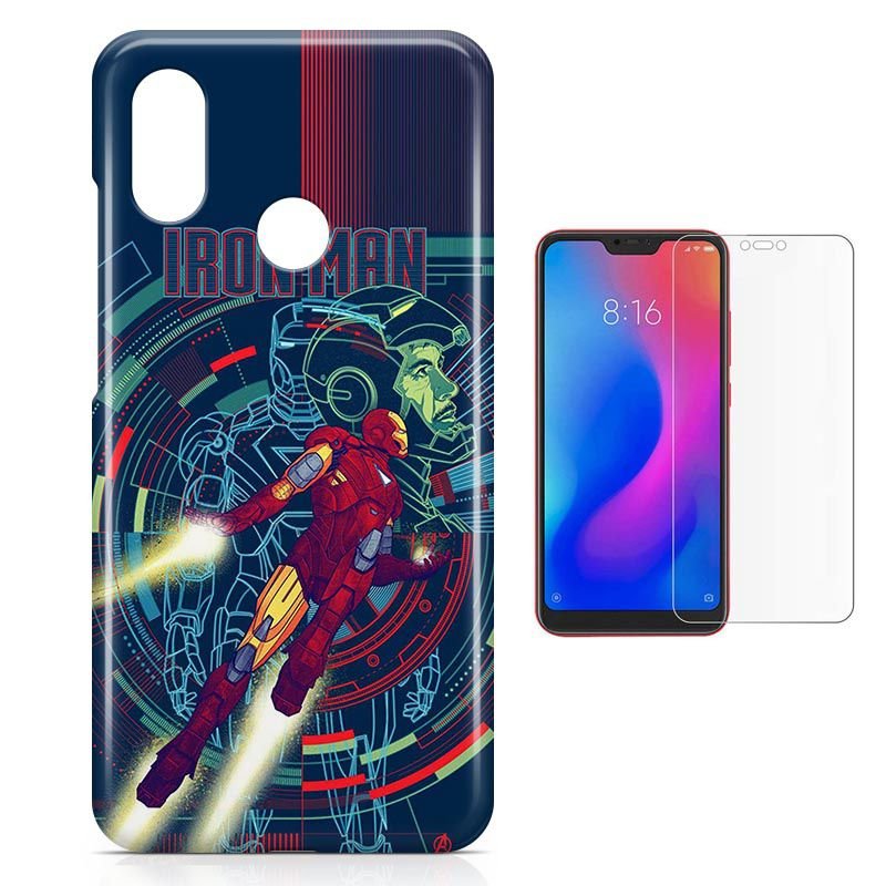Miniatura Kit Capa Xiaomi Redmi Note 6 Pro Homem De Ferro E Pelicula