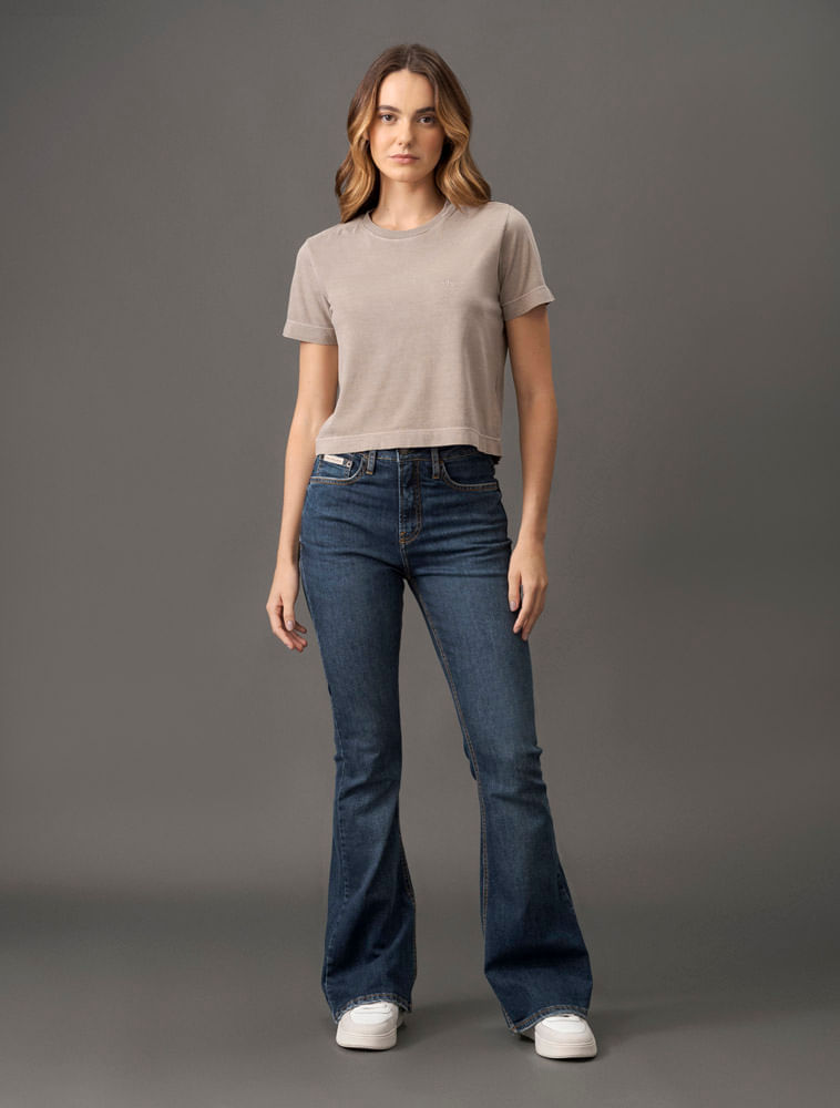 Miniatura Calça Jeans Feminina Flare Algodão Regenerativo Calvin Klein Jeans - Marinho Calça Jeans Feminina Flare Algodão Regenerativo Calvin Klein Jeans Marinho 34