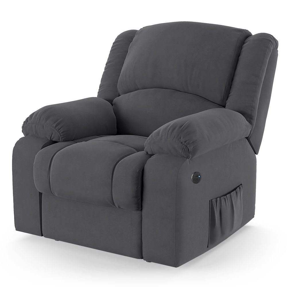 Miniatura Poltrona Do Papai Reclinável Pietra Power Touch Usb Fh9 Veludo Cinza - Mpozenato