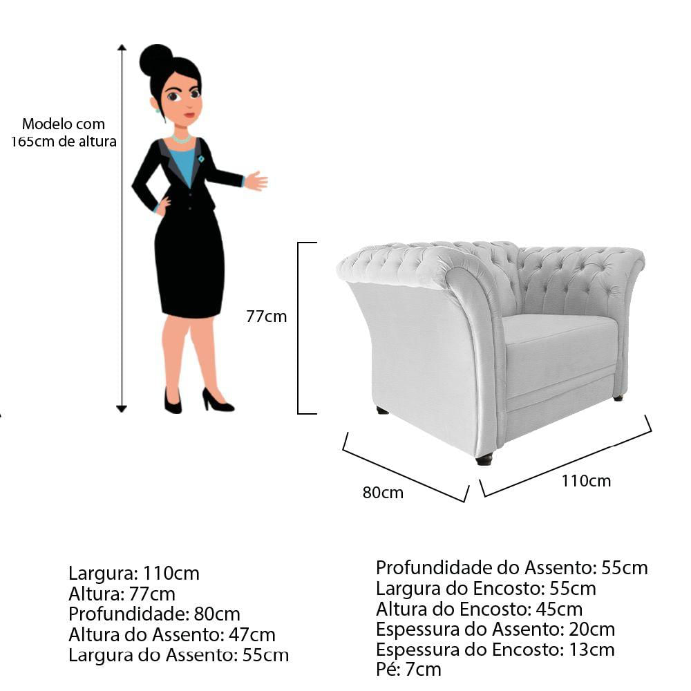 Miniatura Poltrona Decorativa Chesterfield Sofia Corano Branco