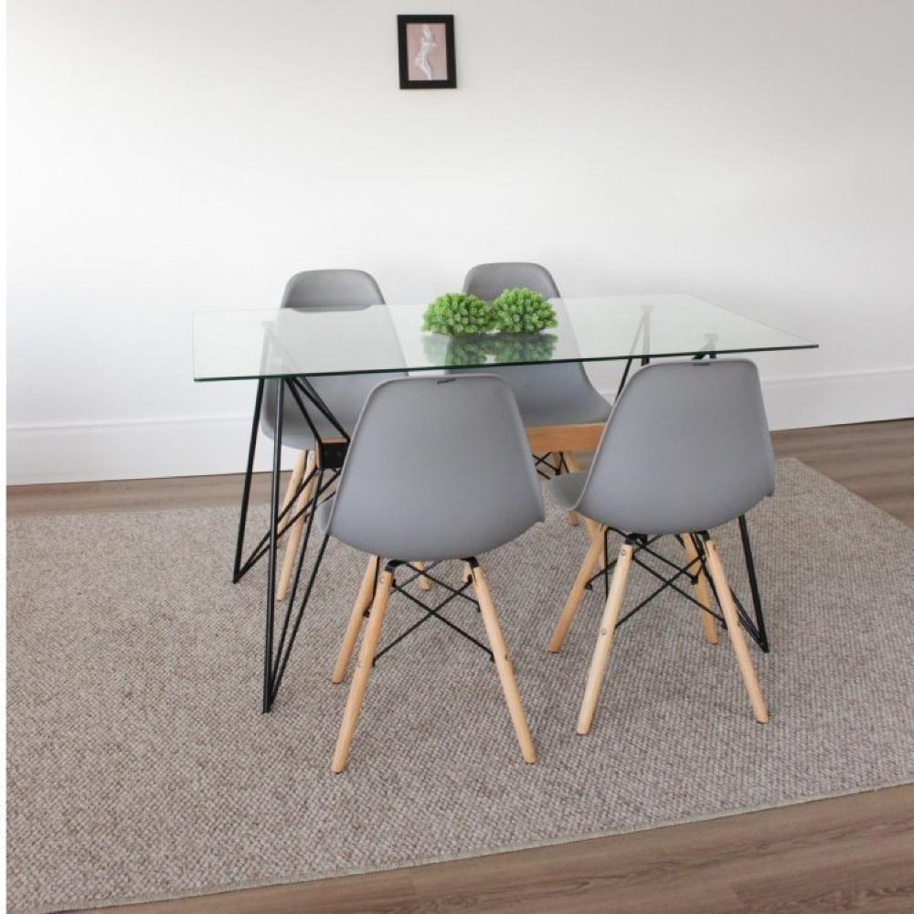 Miniatura Conjunto 10 Cadeiras Eiffel Pp Base Madeira Cinza Quente