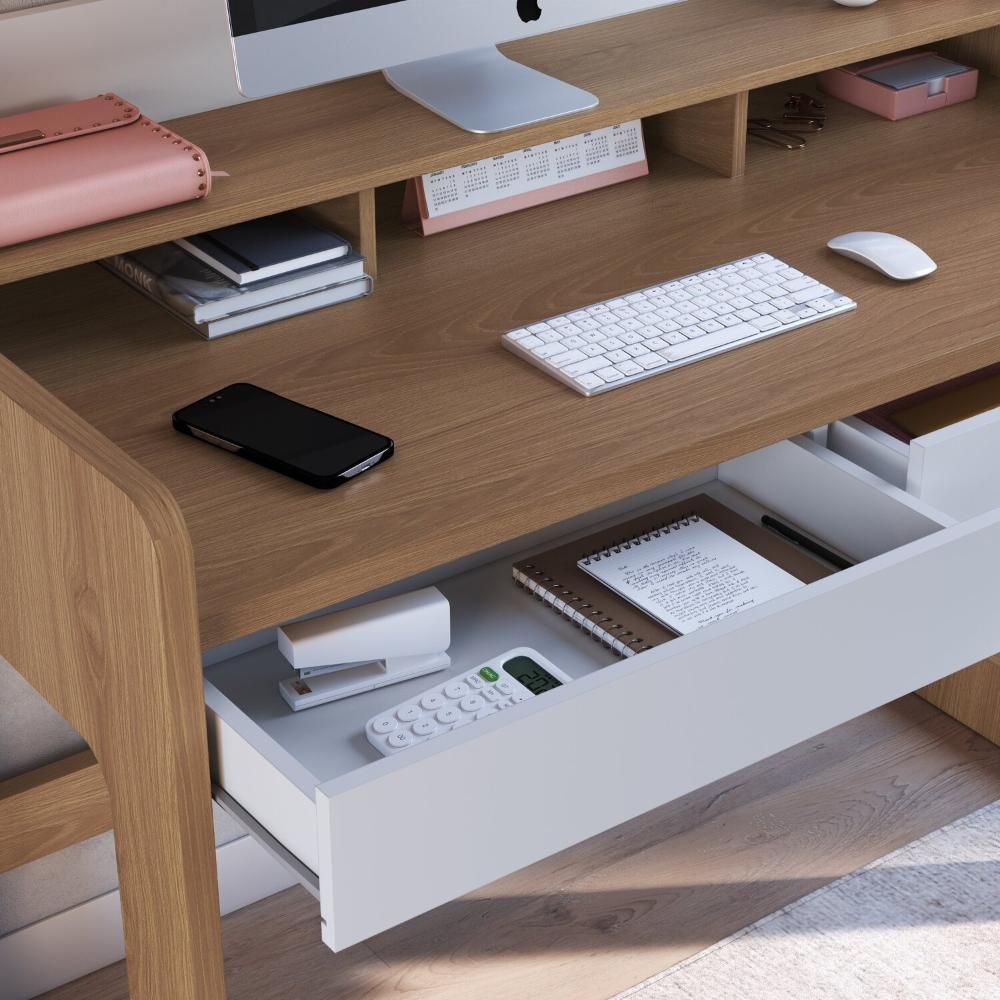 Escrivaninha 2 Gavetas 128cm Home Office Flexus Branco