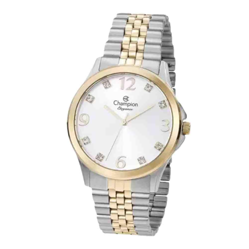 Miniatura Relógio Champion Prata/Dourado Feminino CN24093CA - 50m