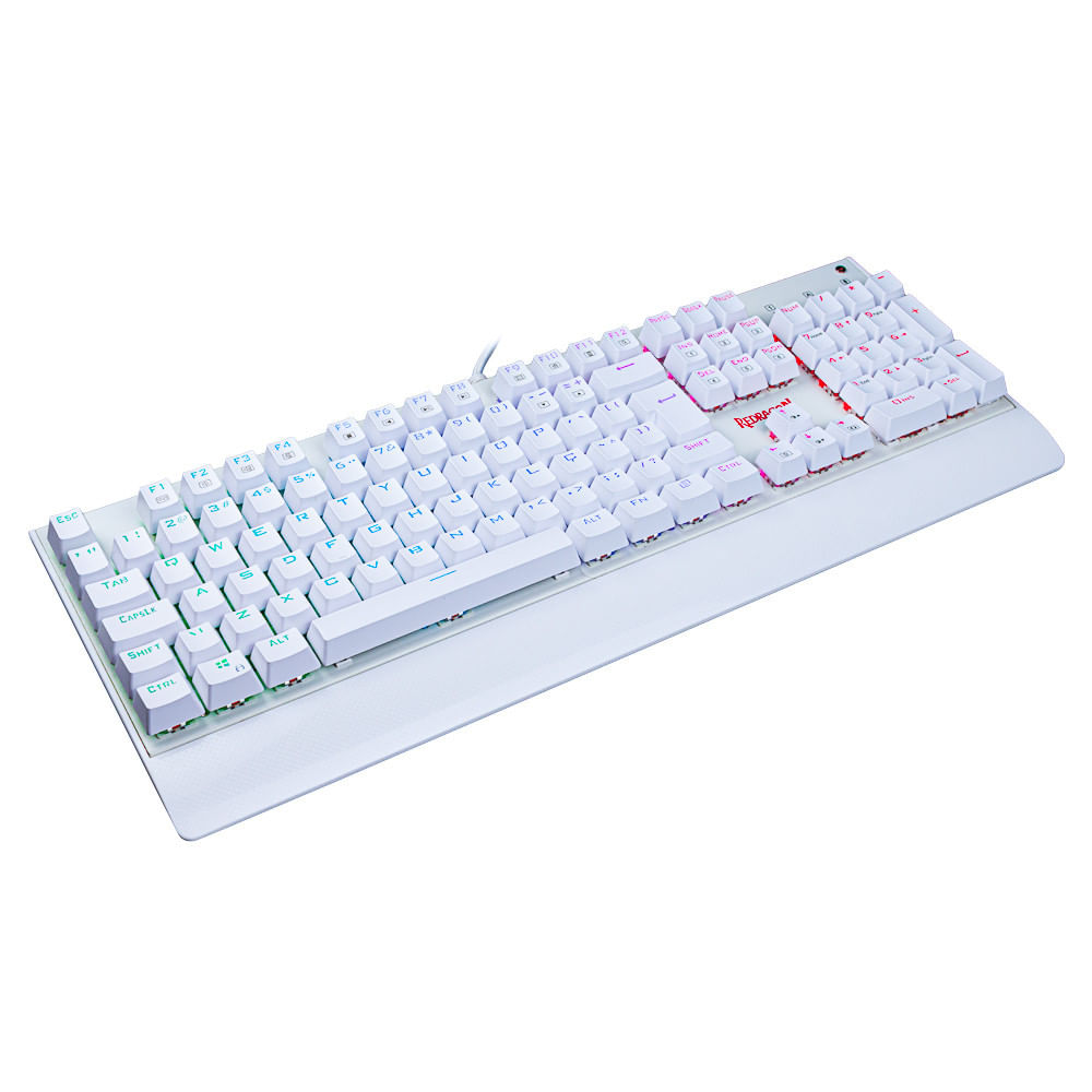Miniatura Teclado Gamer Redragon Kala Lunar White RGB Mecânico ABNT2 Switch Red K557W-RGB Branco