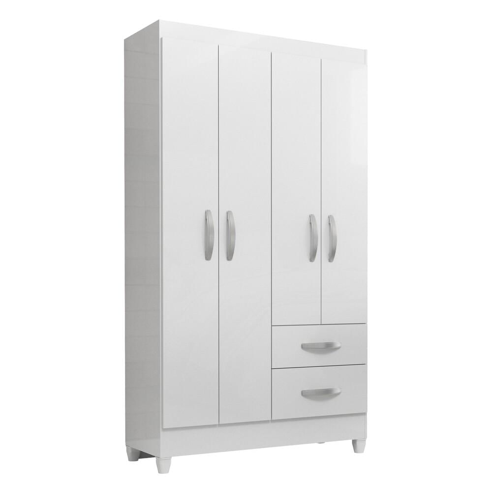 Miniatura Guarda-Roupas com 4 Portas e 2 Gavetas Multimóveis CR35138 Branco Brilho