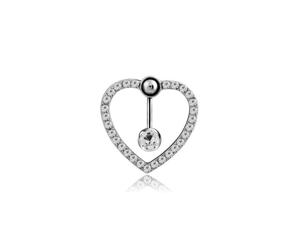 Miniatura Piercing Umbigo Invertido Coração Azul Branco Rosa Stras