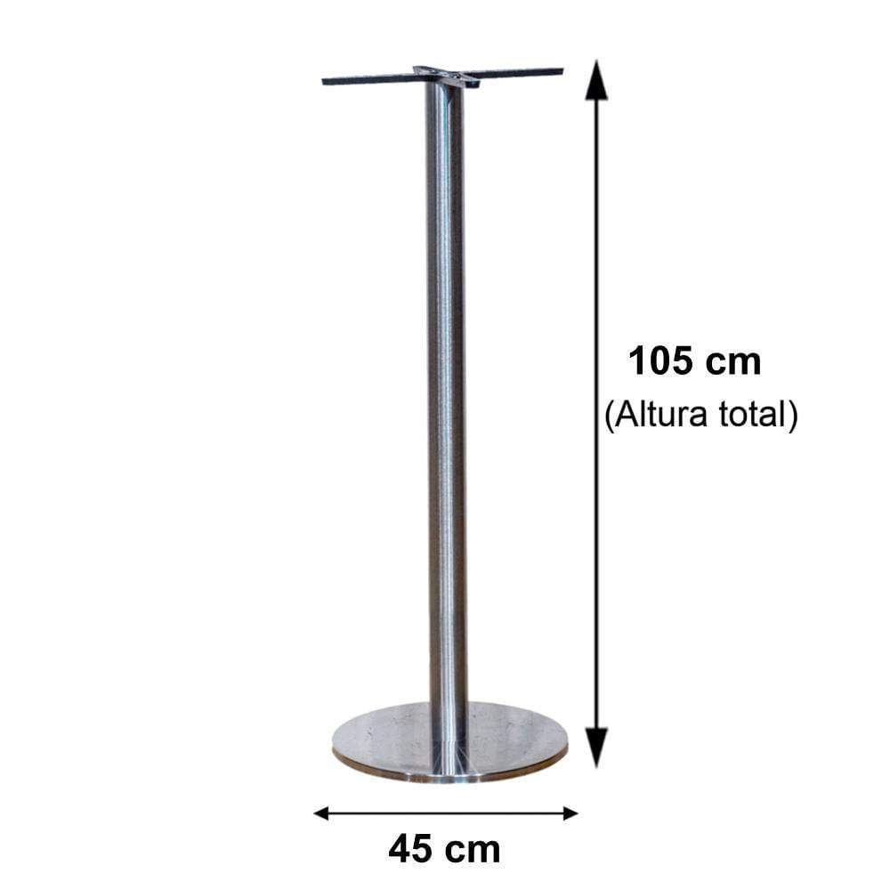 Miniatura Mesa Pisa Beta Bistrô Fratini 107,50cm (a) Disco Redondo Inox Tampo Mdp Quadrado Castanheira 60cm(l)