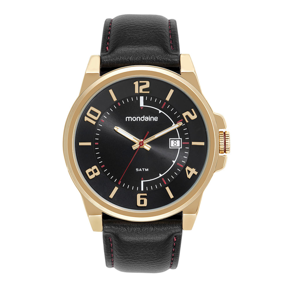 Miniatura Relógio Masculino Casual Calendário Dourado