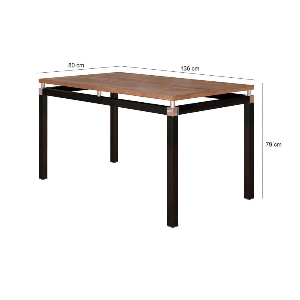 Conjunto Sala de Jantar Tubular Mesa Copenhague com 4 Cadeiras Atenas Fabone Móveis Preto/Marrom
