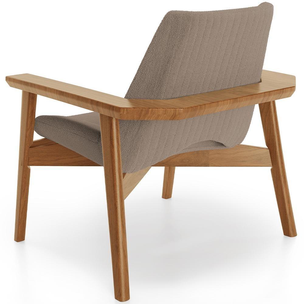 Miniatura Poltrona Decorativa Para Sala De Estar Living Base Madeira Becker L02 Bouclê Bege - Lyam Decor